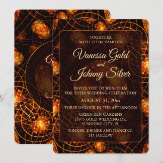 Invitación Elegante Clásico Boho Moderno Dorado #901 Boda