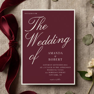 Invitación Elegante Clásico Burgundy Boda de Antiguo Dinero