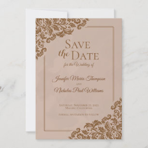 Invitación Elegante Clásico con Adornos Florales para Boda
