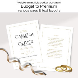 Invitación Elegante clásico de oro blanco MONÓCROMO Boda Invi