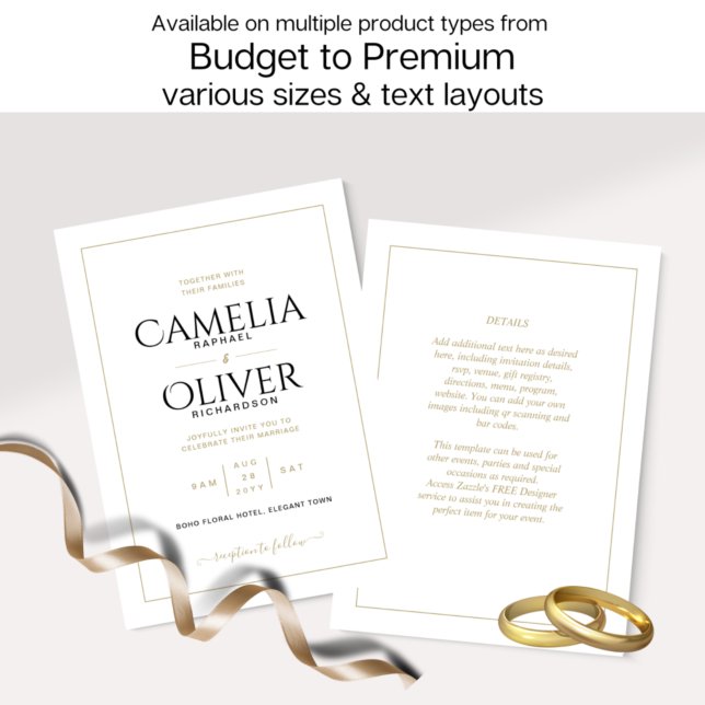 Invitación Elegante clásico de oro blanco MONÓCROMO Boda Invi (Subido por el creador)