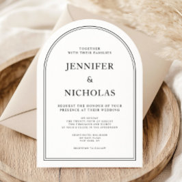 Invitación Elegante Clásico Formal Boda Blanco Y Negro
