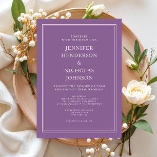 Invitación Elegante Clásico Formal Boda Francesa Lila