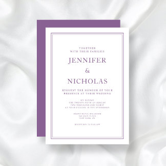 Invitación Elegante clásico formal Boda Lilac francés