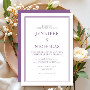 Invitación Elegante Clásico Formal Francés Lila Boda