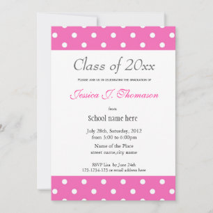 Invitación Elegante, clásico graduación de lunares rosados y