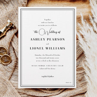 Invitación Elegante clásico guión formal simple Boda