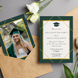 Invitación Elegante clásico guión oro fiesta de graduación ve