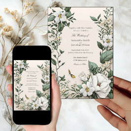 Invitación Elegante clásico lujoso Boda de Magnolias Blancas