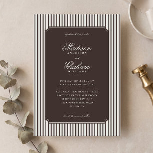 Invitación Elegante Clásico Marrón Oscuro Rayado