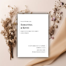 Invitación Elegante clásico Minimalista blanco sobre Boda neg