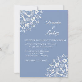 Invitación Elegante clásico moderno Dusty azul y blanco flora
