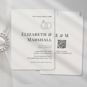 Invitación Elegante Clásico Moderno Minimalista Boda código Q