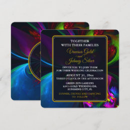 Invitación Elegante Clásico Moderno Patrón Floral #902 Boda