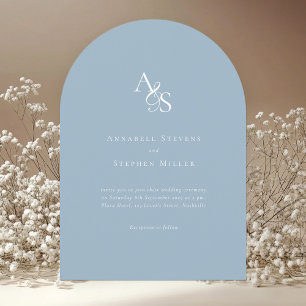 Invitación Elegante, clásico, monograma, azul polvo, Boda