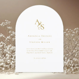 Invitación Elegante, clásico, monograma, blanco, Boda