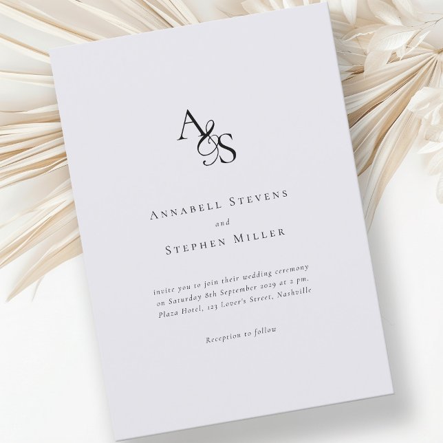 Invitación Elegante, clásico, monograma, gris, Boda (Subido por el creador)