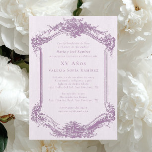 Invitación Elegante Clásico Purple Quinceañera 15º cumpleaños