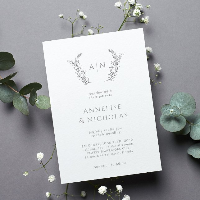 Invitación Elegante clásico simple boda de monograma formal (Subido por el creador)