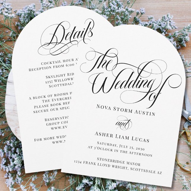 Invitación Elegante Clásico Todo En Un Boda De Arco De Código (Subido por el creador)