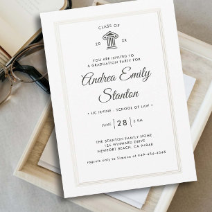 Invitación Elegante Clásico Triple Formación en Derecho de Ma