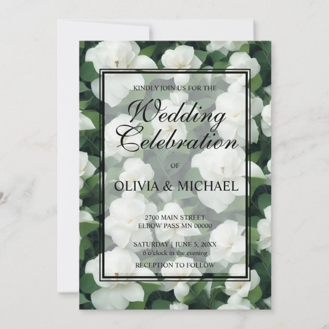 Invitación Elegante clásico verde botánico floral (Anverso)
