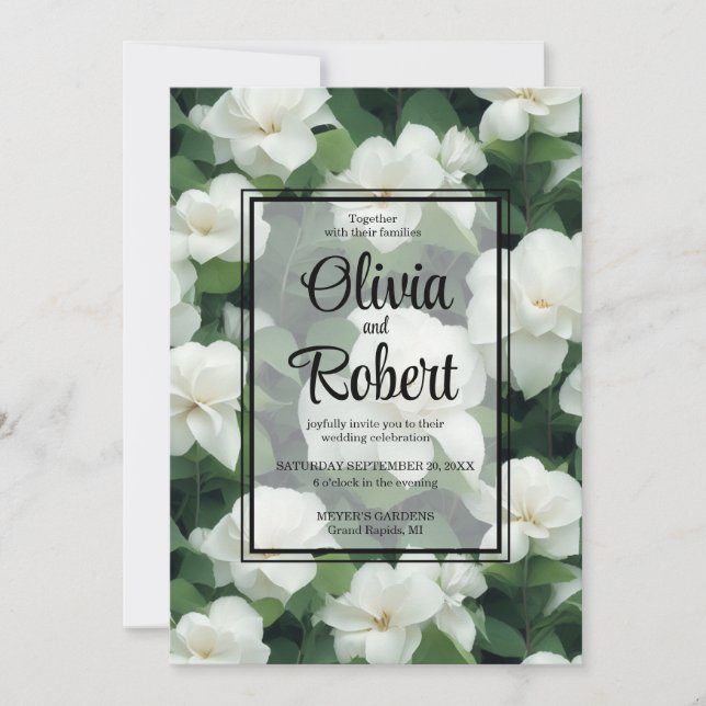 Invitación Elegante clásico verde botánico floral (Anverso)