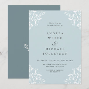 Invitación Elegante Clásico Vintage Bodas de Vidrio Marino Ve