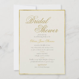 Invitación Elegante Classic Gold Frame Ecru Bridal Shower