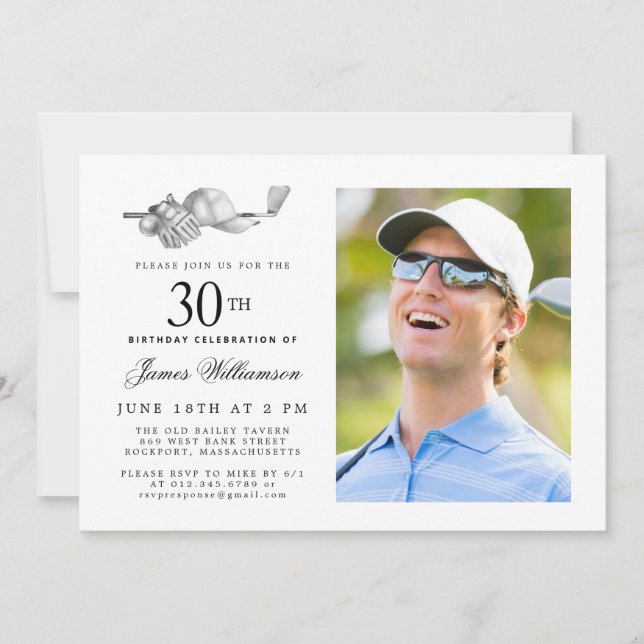 Invitación Elegante Classic Golf 21st Birthday Fiesta Photo (Anverso)