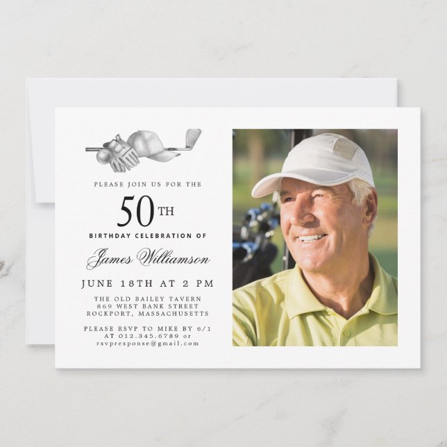 Invitación Elegante Classic Golf 50th Birthday Party Photo (Anverso)