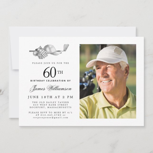 Invitación Elegante Classic Golf 60th Birthday Party Photo (Anverso)
