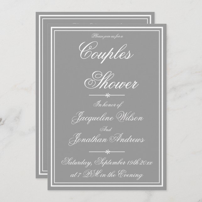 Invitación Elegante Classic Simple Parejas Personalizadas Duc (Anverso / Reverso)