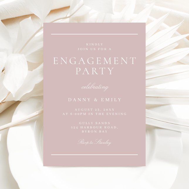 Invitación Elegante Classic Soft Pink Minimal Engagement Part (Subido por el creador)