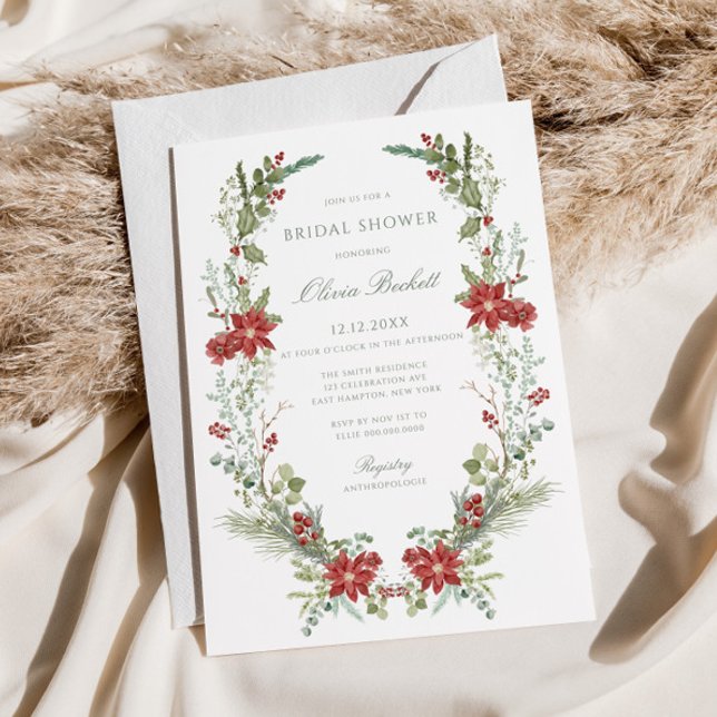 Invitación Elegante Classic Winter Greenery Bridal Shower (Subido por el creador)