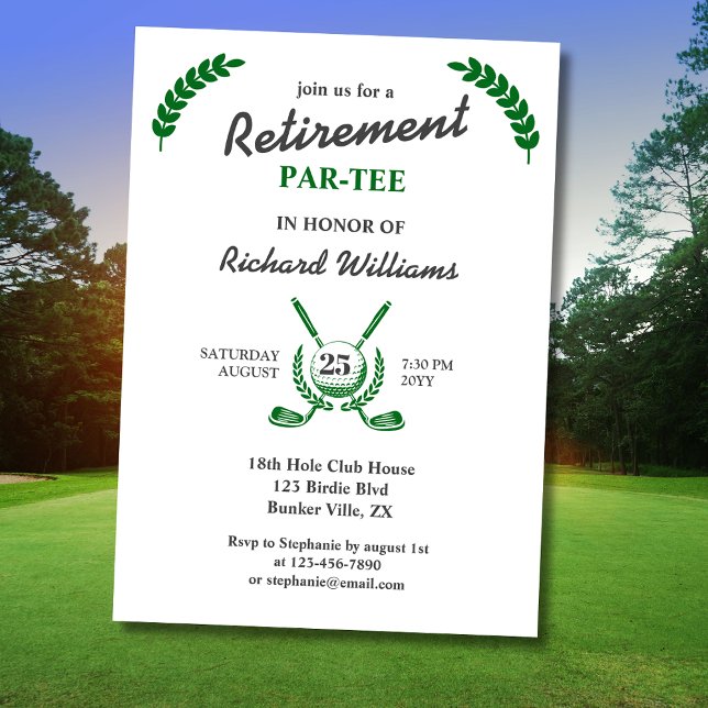 Invitación Elegante club de golf de retiro Fiesta temático Wr (Subido por el creador)