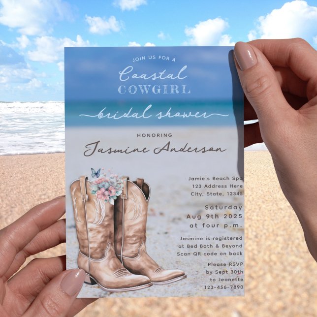 Invitación Elegante Coastal Cowgirl Beach Bridal Shower (Subido por el creador)