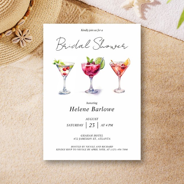 Invitación Elegante Cocktail Bridal Shower (Elegant Cocktail Bridal Shower Invitation)
