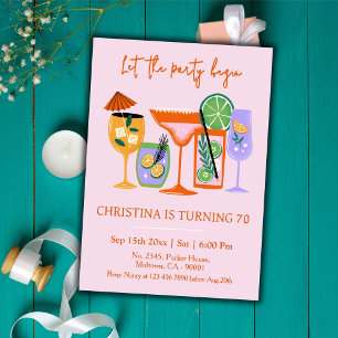 Invitación Elegante cóctel tropical de Moda bebida 70 cumplea