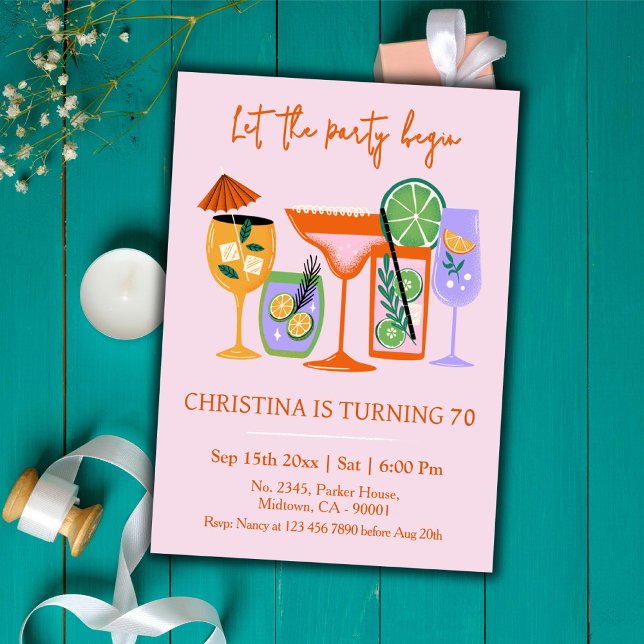 Invitación Elegante cóctel tropical de Moda bebida 70 cumplea (Subido por el creador)