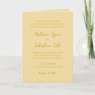 Invitación Elegante código QR amarillo de mantequilla boda mo