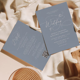 Invitación Elegante código QR azul turbio todo en un Boda
