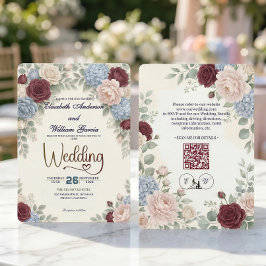 Invitación Elegante Código QR Botánico Moderno Todo en Uno