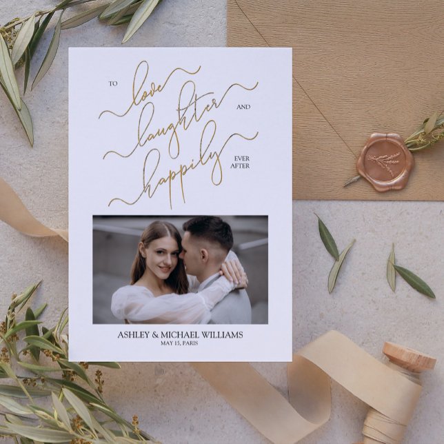 Invitación Elegante código QR de 2 fotos Feliz para siempre d (Subido por el creador)