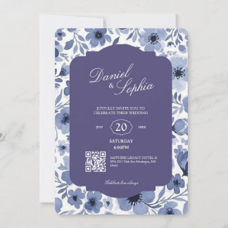 Invitación Elegante código QR de Boda