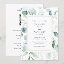 Elegante código QR de boda con vegetación en acuar