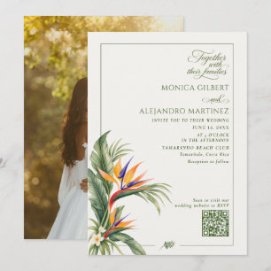 Invitación Elegante código QR de boda de destino Foto