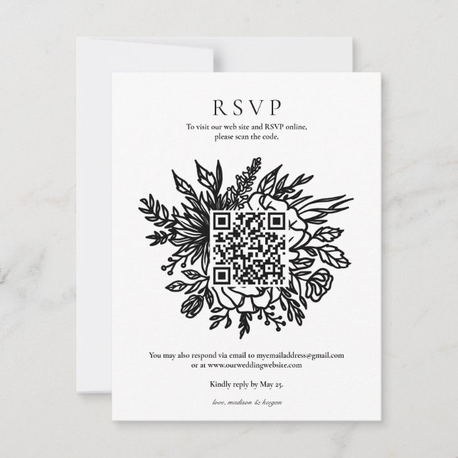Invitación Elegante código QR de boda de vegetación de eucali (Anverso)