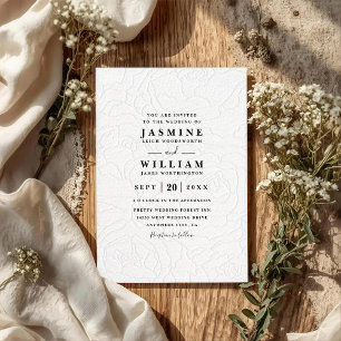 Invitación Elegante código QR de boda vintage con relieve orn