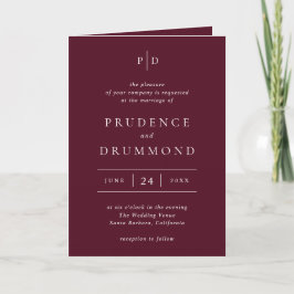 Invitación Elegante Código QR de Burgundy Profundo Clásico Bo
